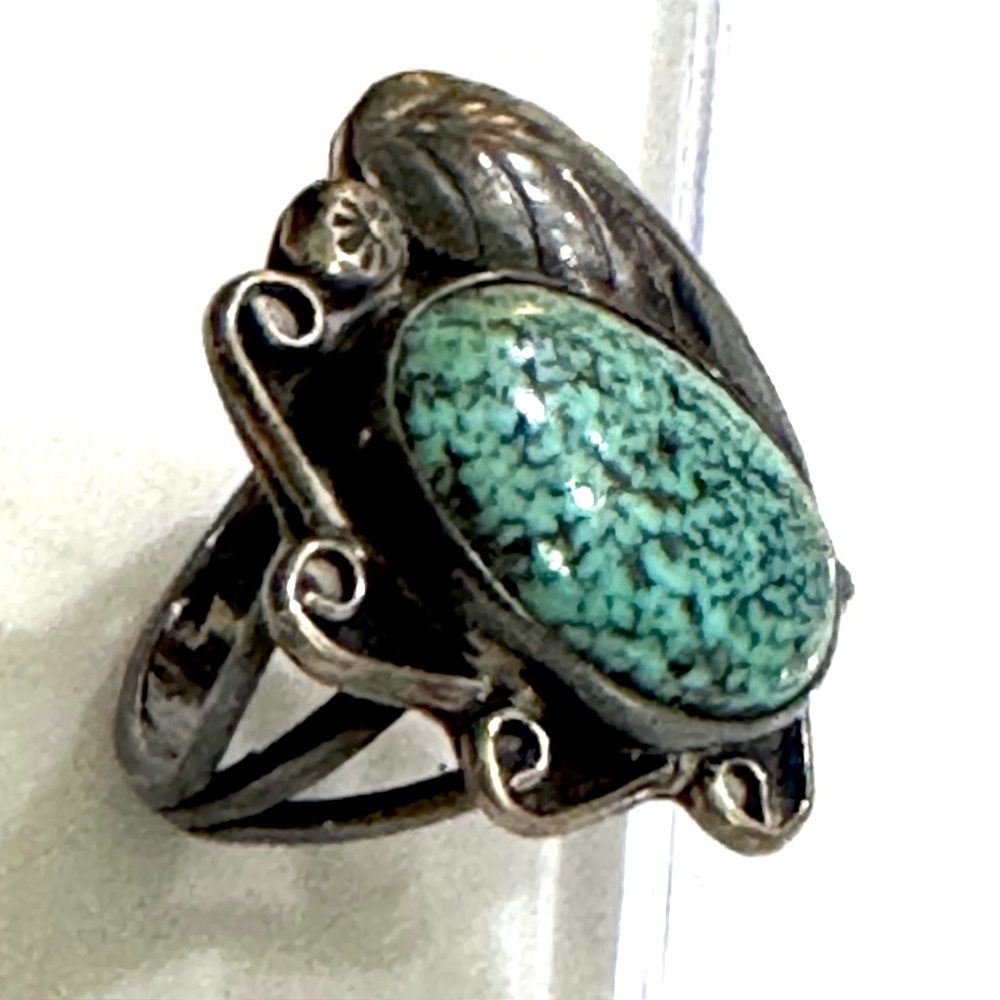 Navajo, Old Pawn “Number 8” Turquoise Sterling Silver Ring - Picture 4 of 10